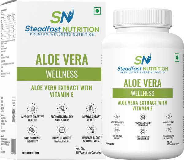 Steadfast NUTRITION Aloe Vera Capsules | Healthy Skin & Hair,Improves Digestion |contains Vitamin E