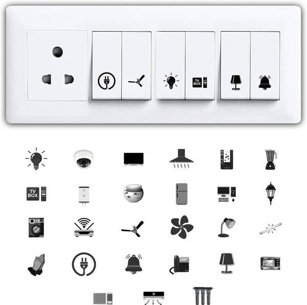 TILKOR Switch Board Stickers-300 pcs Self Adhesive,Modern Electric Switch Board Covers Pack of 300