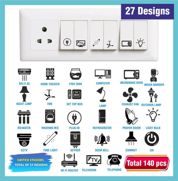 TILKOR 1.5 cm SWITCH STICKERS CLEAR A5 FOR ELECTRIC BOARD 27 DESIGN TOTAL 140 STICKERS