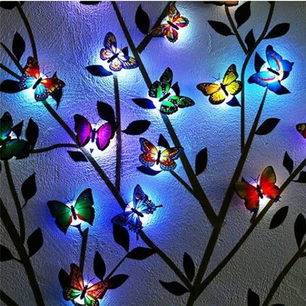 QWEEZER Butterfly Plastic LED Wall Night Lamp Wall Stickers Pack of 12