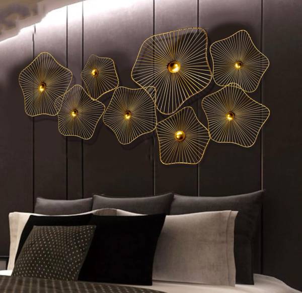 Zove Handcrafted luxury Gold Plated Metal Wall Decor Perfect for Living Room Pack of 8