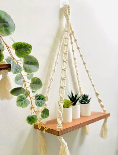 JPHandicraft Macrame Home Decor Shelf Made, Macrame Pot Planter Wall Hanging Tapestry