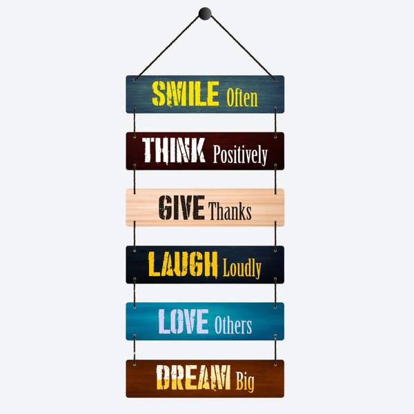 Home Delight Smile Often Motivational Wooden Wall Hanging for Classroom Decor|Home Decor Item