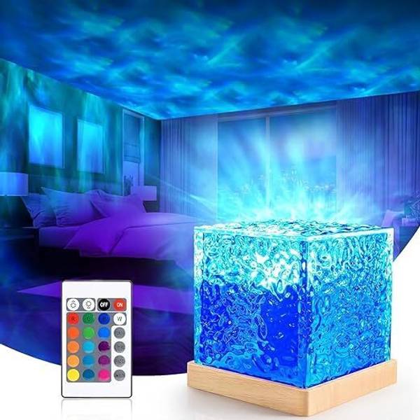 The GreeK Dynamic Water Ripple Projection Light, USB Portable wave cube Lamp for Home Night Lamp