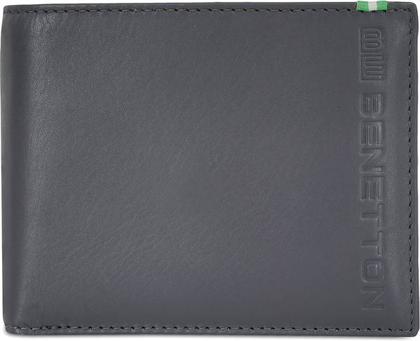 United Colors of Benetton Men Casual Grey Genuine Leather Wallet