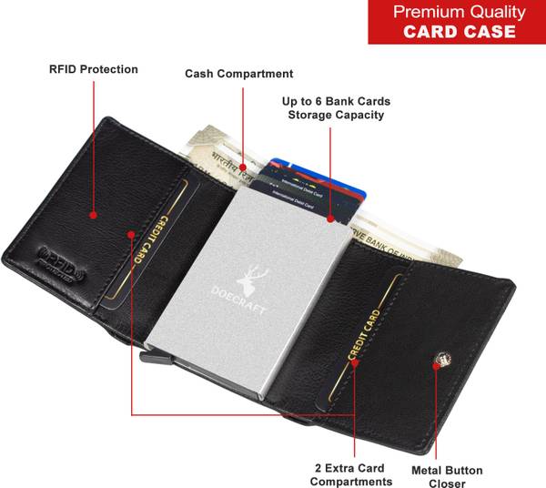 DOECRAFT Men Casual, Formal Black Genuine Leather Wallet