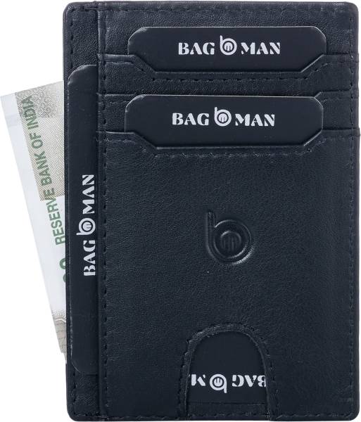BAGMAN Men & Women Casual Black Genuine Leather Card Holder