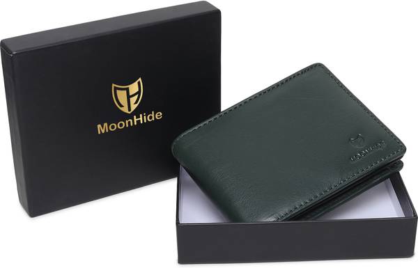 MoonHide Men Travel, Trendy, Evening/Party, Formal Green Genuine Leather Wallet