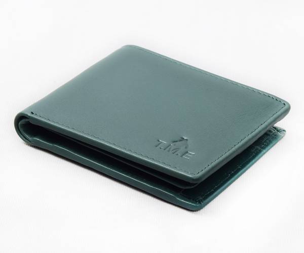 TME Men Casual Green Genuine Leather Wallet