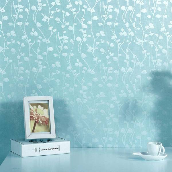 FOKRIM 300 cm Decorative BLUE LEAF WALLPAPER 45X300CM Self Adhesive Sticker