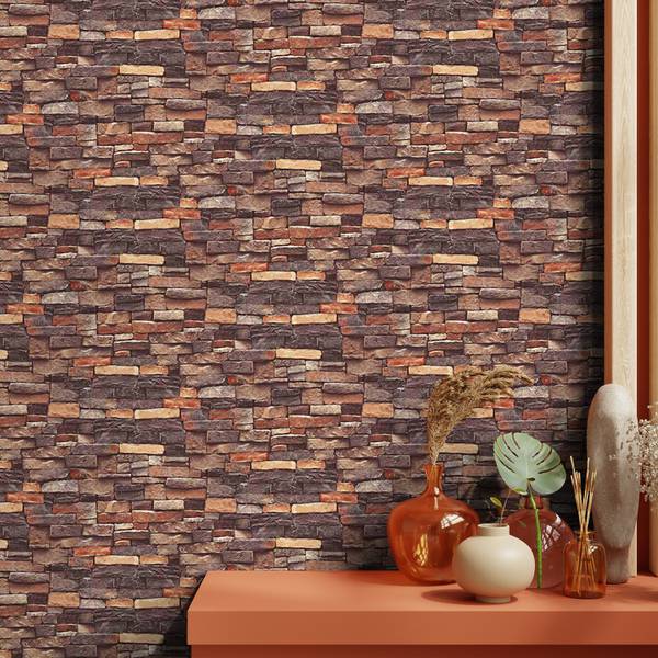Asian Paints EzyCR8 P&S True Bricks Abstract Red, Brown Wallpaper