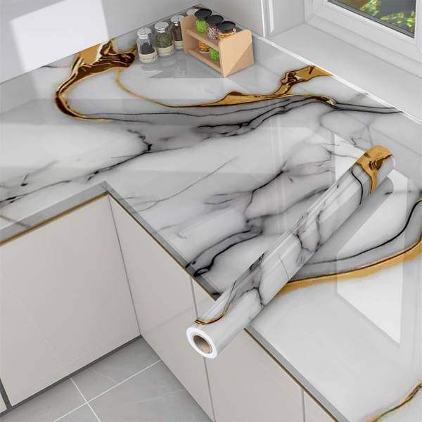 Veki Decorative White, Gold Wallpaper