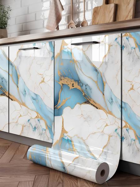 Floppy Decorative White, Blue Wallpaper