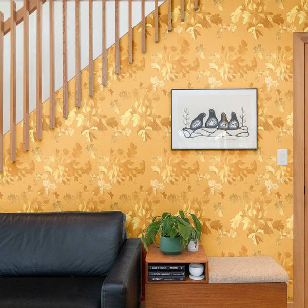 Asian Paints EzyCR8 P&S Embossed Golden Abstract Multicolor Wallpaper