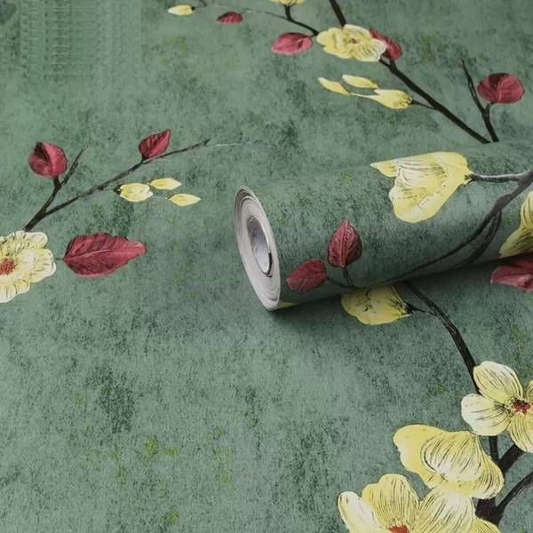 NINTY Floral & Botanical Green Wallpaper