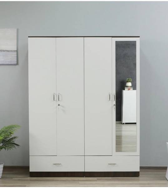 CASPIAN Wooden Almirah for Clothes and Stacking space -Home Furniture Storage Engineered Wood 4 Door Wardrobe