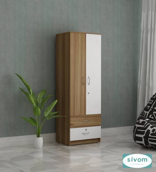 SIVOM ULTRA Multipurpose 2 Door Wardrobe with 2 Drawers/ Spacious 2 shelves Engineered Wood 2 Door Wardrobe
