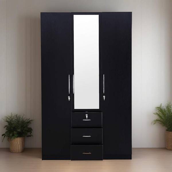 CASPIAN Wooden Almirah for Clothes and Stacking space -Home Furniture Storage Engineered Wood 3 Door Wardrobe