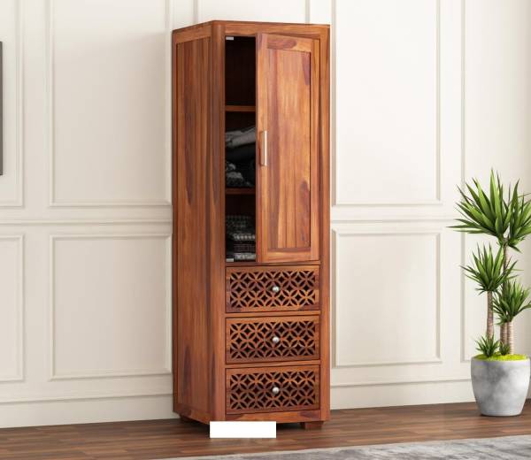 Gca1woodzone A Beautiful sheesham wood almirah, wardrobe clothes organizer, wooden cupboard Solid Wood 1 Door Wardrobe