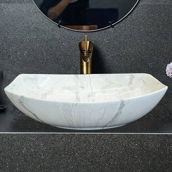 DELTA Table Top Premium Designer Ceramic Wash Basin(M08) (23*15*5)(M08) Table Top Basin