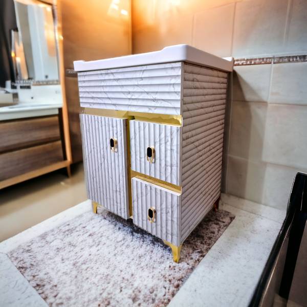 BOBBYEXPORT freestanding HDHMR wooden vanity cabinet with wash basin for bathroom & kitchen Table Top Basin