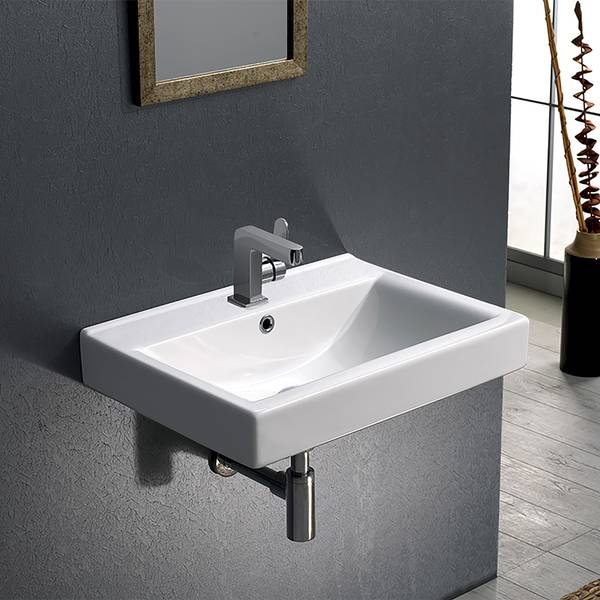 Glexero Premium Quality Bathroom Wash Basin White Colour Stylish Wall Mounted Wash Basin Wall Hung Basin