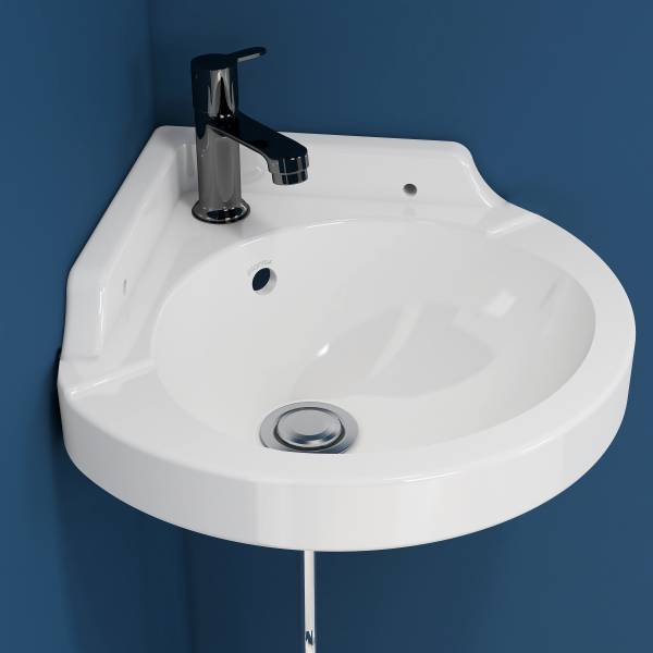 Plantex Ceramic Corner Wash Basin for Bathroom/Kitchen/Wall-Hung Wash Basin - (Breva) APS-1063 Corner Basin