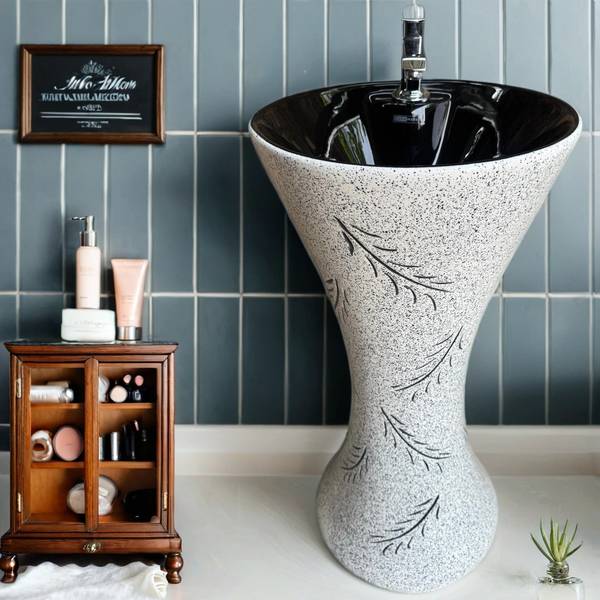 CARA MARK Imported Pedestal Wash Basin with Stand | Elegant Design| Premium Quality Pedestal Wash Basin| Stain & Scratch Resistant| Pedestal Basin