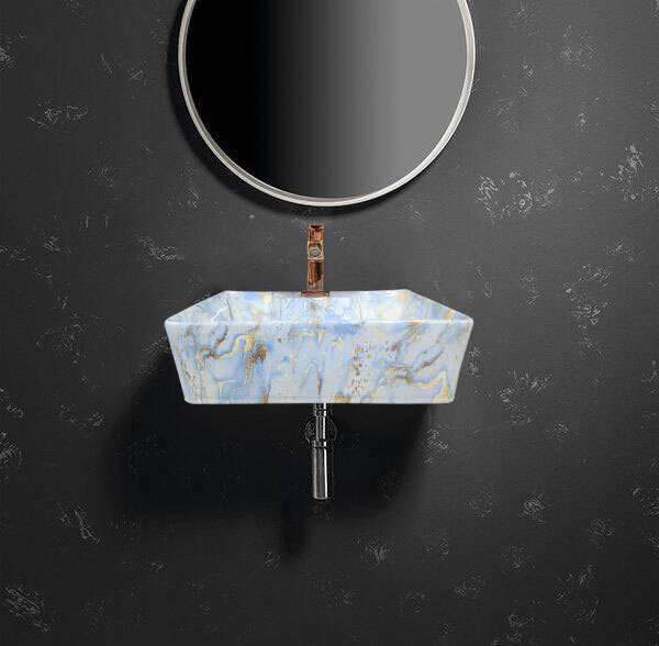 DELTA (16*12*5) Table Top & Wall Mount Wash Basin(M61) with Waste Pipe & Coupling set (16*12*5)(T)(M61) Wall Hung Basin