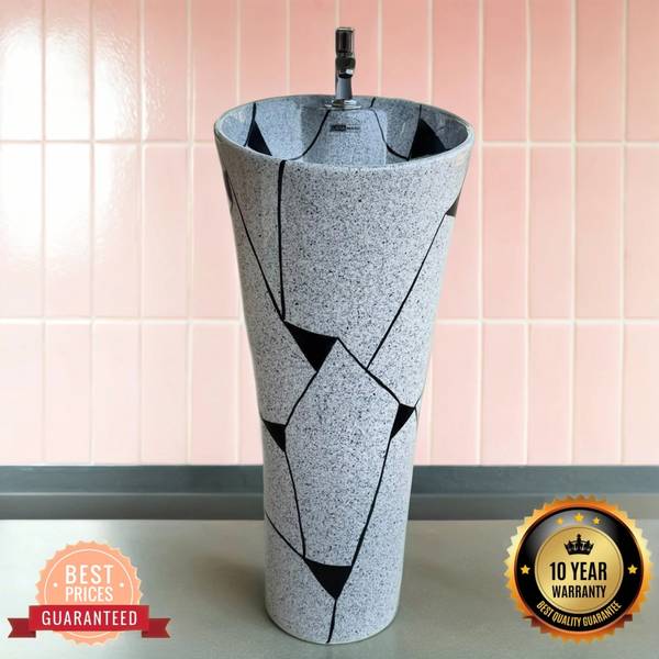 CARA MARK Ceramic Floor-Mounted Pedestal Basin/Pedestal Free Standing Wash Basin/ /Modern Pedestal Wash Basins/One Piece Pedestal/MG19/ Pedestal Basin