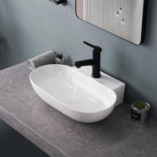 META Table Top and Wall mount Ceramic Wash Basin for Bathroom Sink 22 x 17 x 5 Inch HUMBLE Counter Top