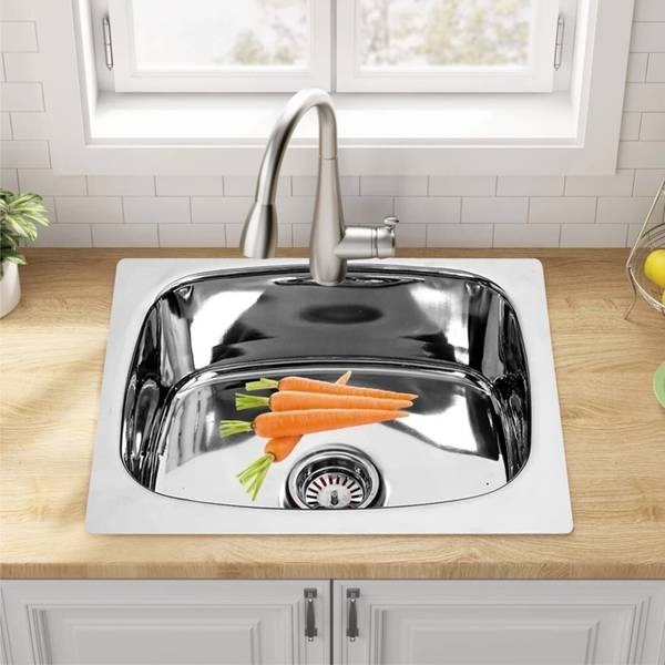 Arman Trading Company FANTUS SINAGL BOWL SINK 18X16X9 inch Kitchen Sink Glossy Finish Stainless Steel Sink 52 Vessel Sink