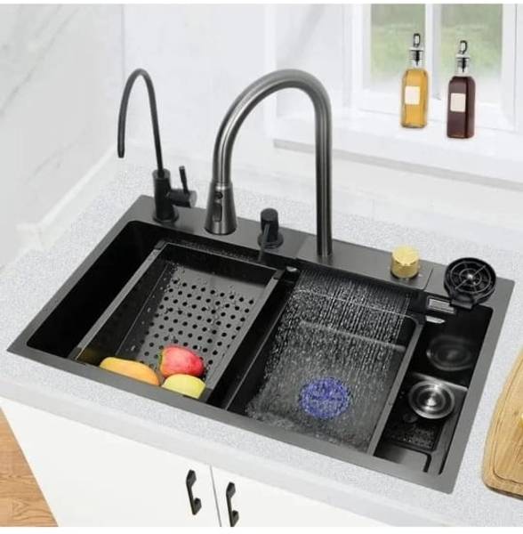 frc 304 grade waterfall kitchen sink with multiple functions size 30x18' 30x18" waterfall kitchen sink Counter Top