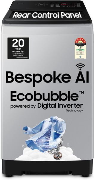 Samsung 8 kg 5 Star, AI Wash, Ecobubble, AI Energy Mode, AI VRT+, Super Speed, Soft Closing Door, Wi-Fi, Digital Inverter, Fully Automatic Top Load Washing Machine Grey