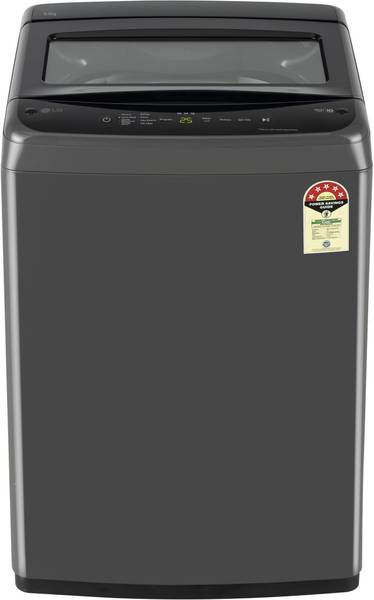 LG 8 kg 5 Star, Smart Inverter Technology, TurboDrum, Smart Diagnosis with Soft Closing Door Fully Automatic Top Load Washing Machine Black, Grey