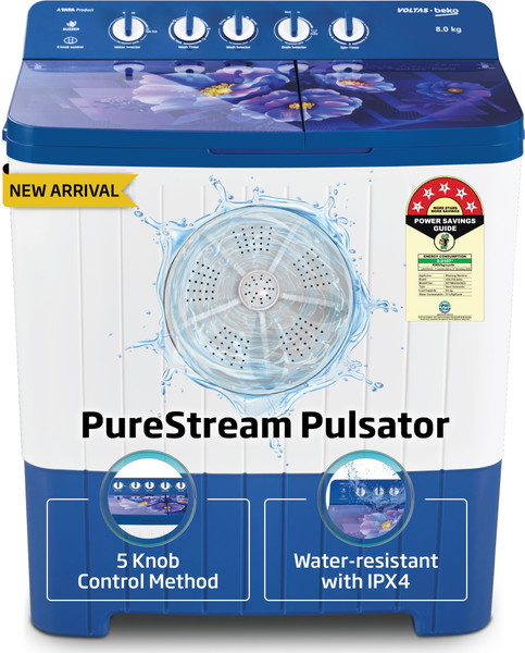 Voltas Beko 8 kg Semi Automatic Top Load Washing Machine Blue