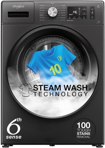 Whirlpool 8 kg 5 Star Inverter Steam Technology, 100+ Tough Stains, 6th Sense Soft Move, Supreme Care Fully Automatic Front Load Washing Machine with In-built Heater Grey