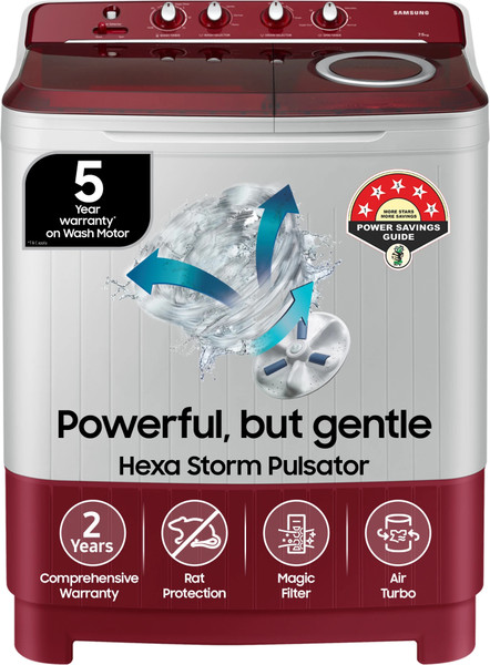 Samsung 7.5 Kg Semi Automatic Top Load Washing Machine Grey, Red