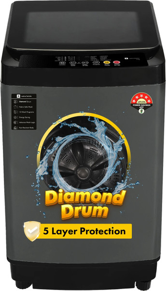 realme TechLife 7 kg 5 Star Rating Fabric Safe Wash Fully Automatic Top Load Washing Machine Black, Grey