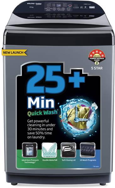 Voltas Beko 8 kg Fully Automatic Top Load Washing Machine Grey