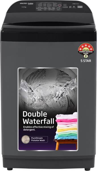 Voltas Beko 11 kg Fully Automatic Top Load Washing Machine Black, Grey