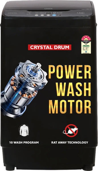 ONIDA 7.5 kg 5 Star Dual Action Pulsator Quadra Scrub Fully Automatic Top Load Washing Machine Black