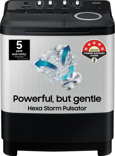 SAMSUNG 8 kg Semi Automatic Top Load Washing Machine Black, Grey