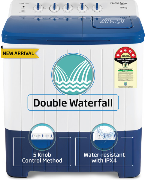Voltas Beko 8 kg Semi Automatic Top Load Washing Machine Blue, White