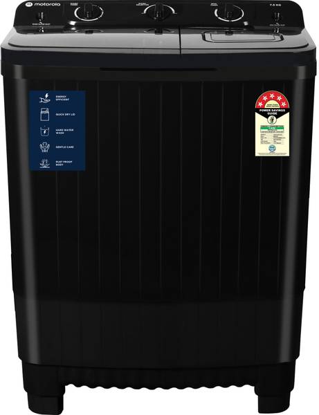 MOTOROLA 7.5 kg Semi Automatic Top Load Washing Machine Black