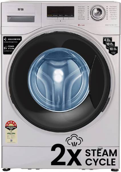 IFB 9 kg 5 Star AI Powered, 4 years Comprehensive Warranty with 2X Power Steam Fully Automatic Front Load Washing Machine with In-built Heater Silver