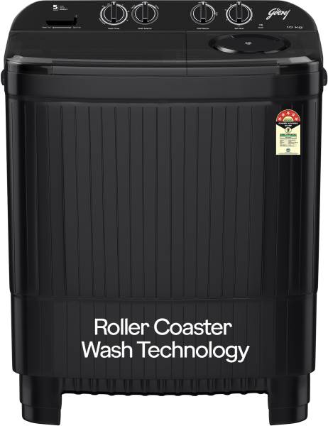 Godrej 10 kg 5 Star Aquajet Pulsator, Drying at 1400 RPM Speed, Spin Shower, Semi Automatic Top Load Washing Machine Black