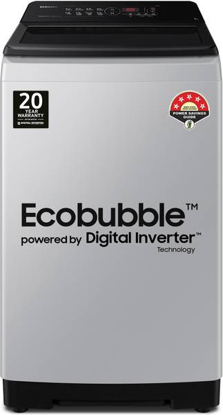 SAMSUNG 8 kg Inverter 5 Star with Ecobubble Technology Washing Machine Fully Automatic Top Load Grey