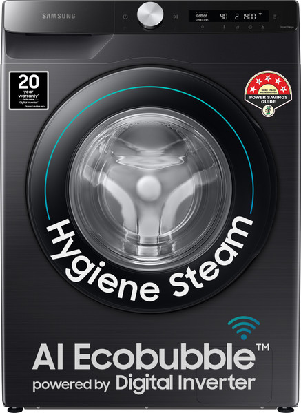 Samsung 12 kg 5 star, Eco Bubble Technology, AI Control , Wi-Fi Enabled , Digital Inverter Motor, Hygiene Steam, Fully Automatic Front Load Washing Machine Black