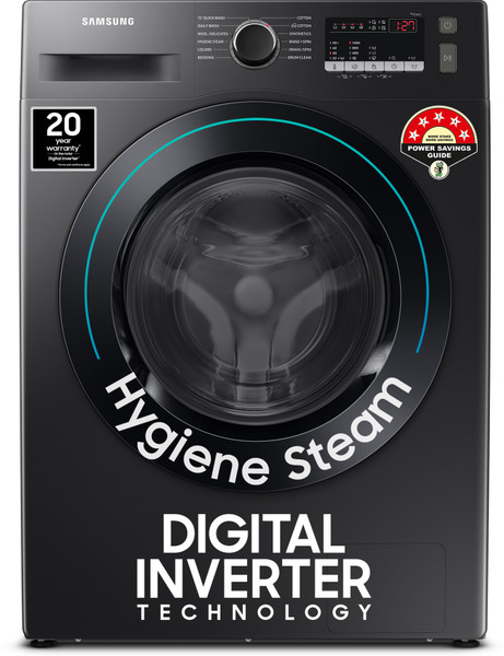 Samsung 9 kg 5 Star, Hygiene Steam Fully Automatic Front Load Washing Machine with In-built Heater Black